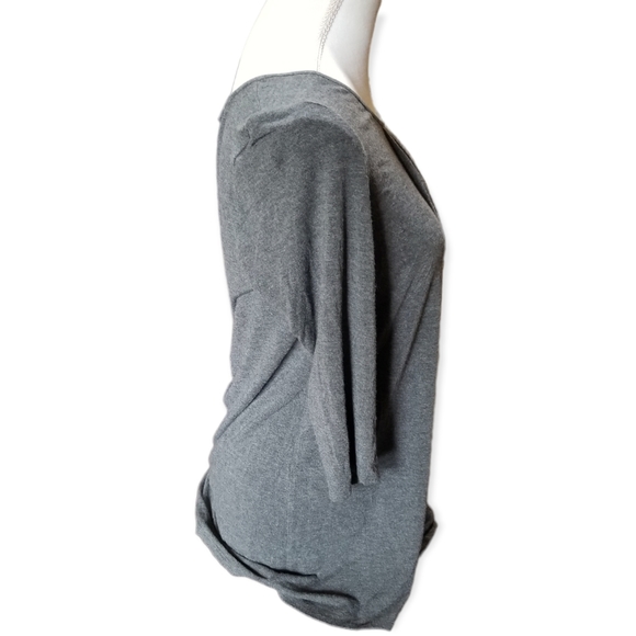 Eileen Fisher soft tunic-length top, 3/4 sleeve charcoal gray soft sz S/M - Picture 2 of 7
